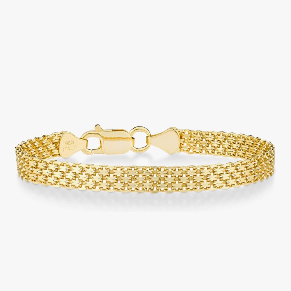 Miabella 18K Gold Plated 925 Sterling Silver Italian 7” 6mm Mesh Chain Bracelet
